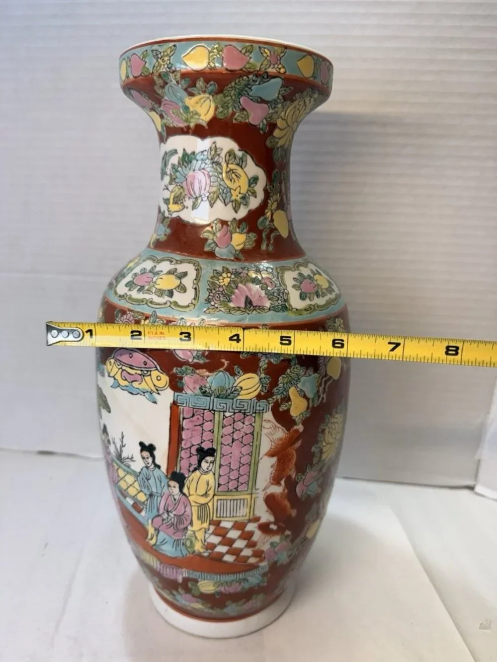 Vintage Chinese FamilleRose Style Decorative Porcelain Vase15”Hand Paintedfloral